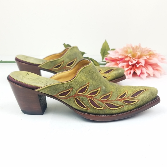 The Old Gringo Western green and brown mules sz8.5 - Picture 1 of 8